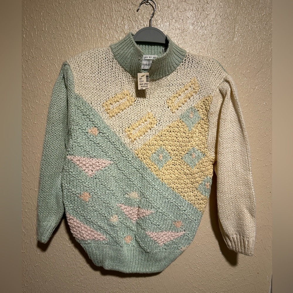 Vintage Perfect Designs Sweater Geometric Design Size‎ Medium Deadstock